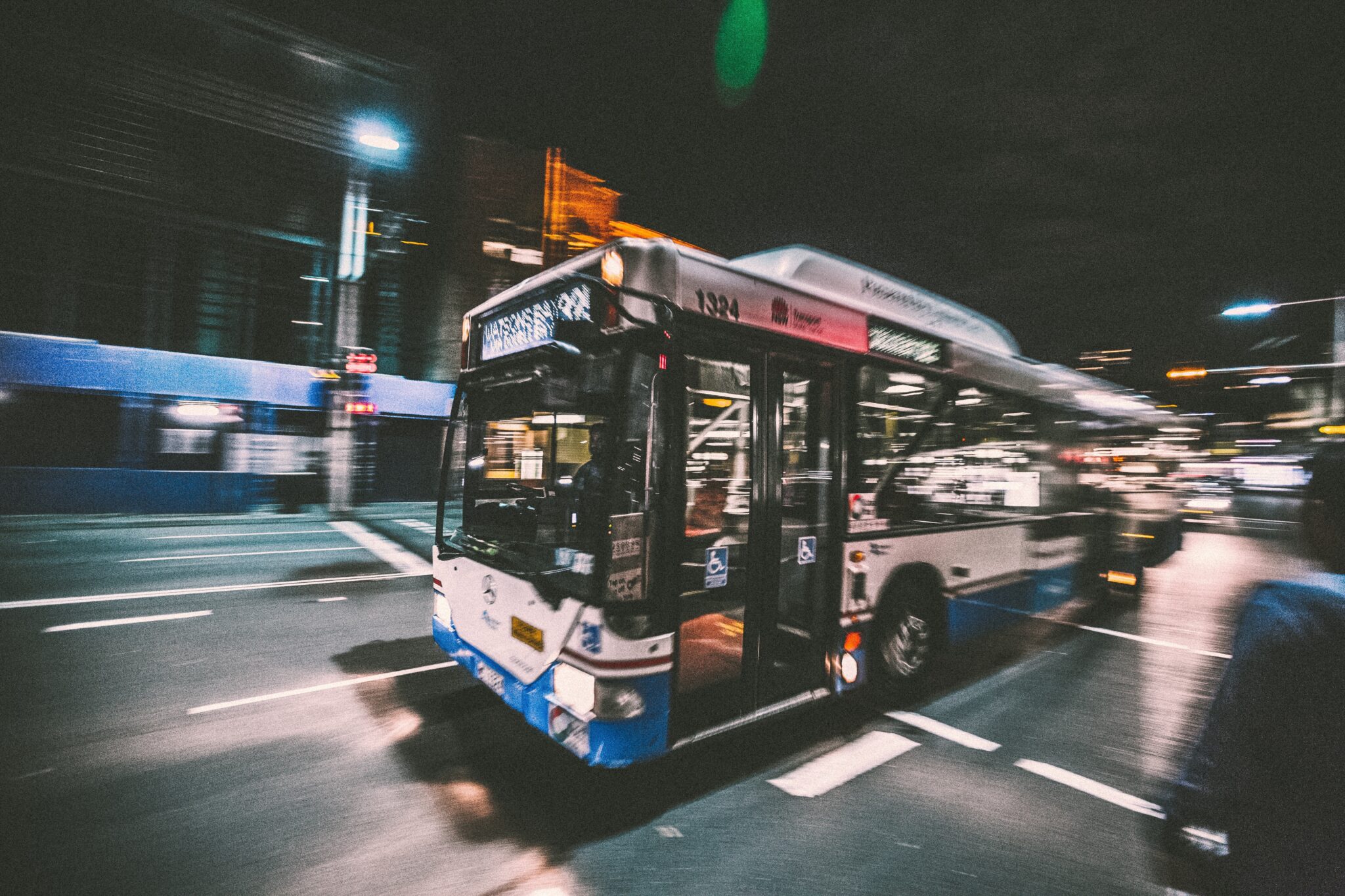 Image of bus at night