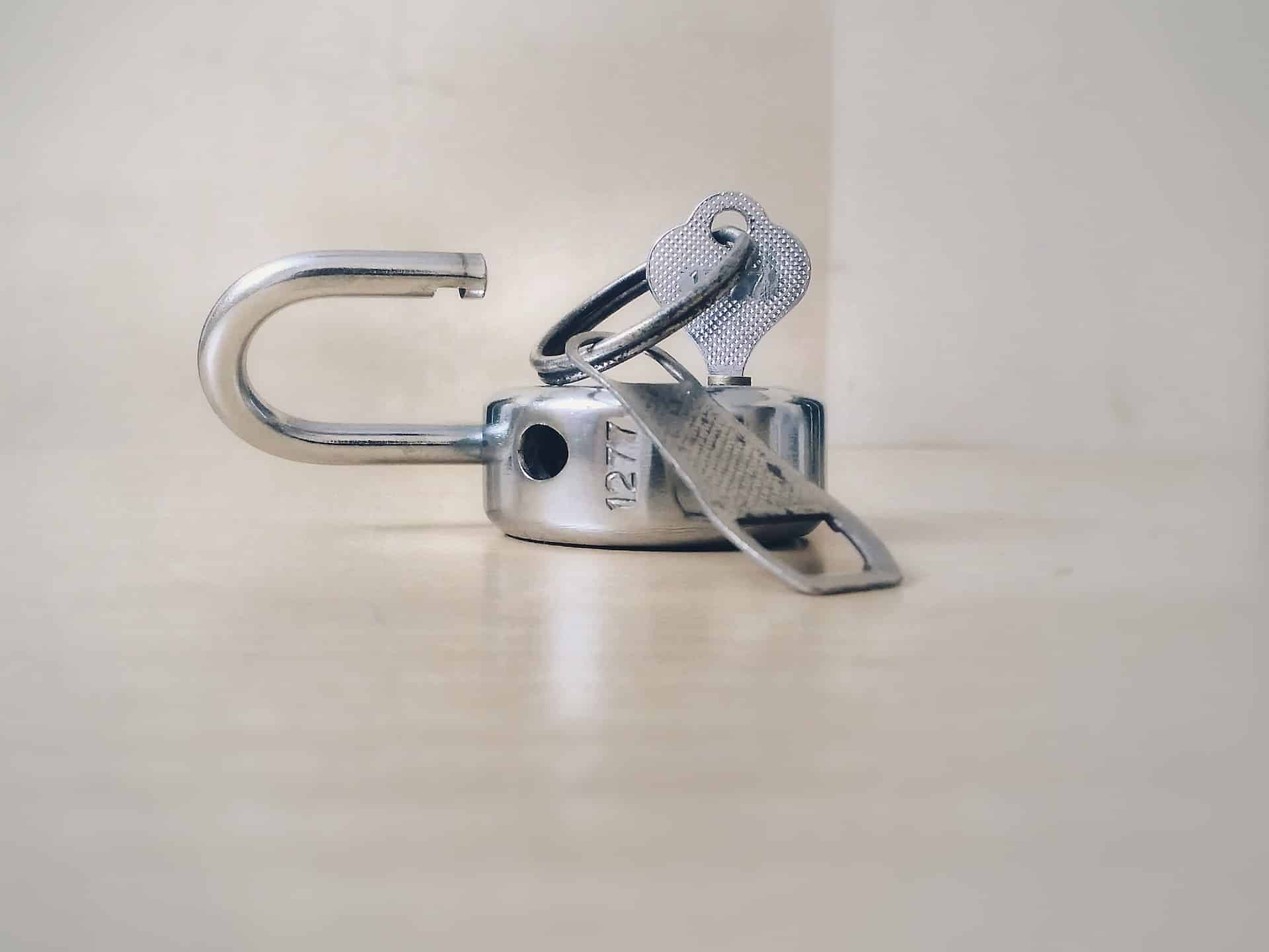 Image of lock and key on a table